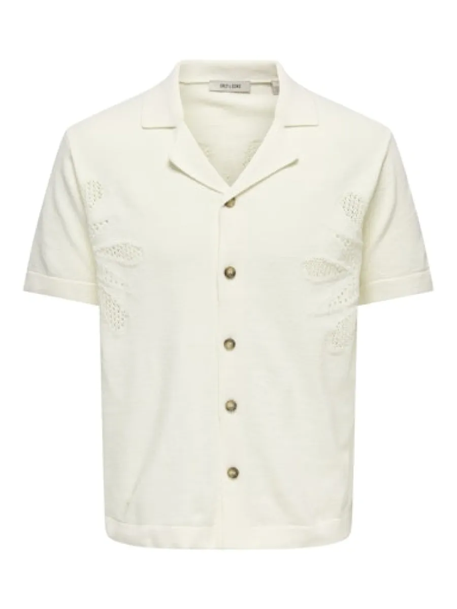 SONS-ONSJAM LIFE REG SS SHIRT KNIT-22037745-Egret-CREME