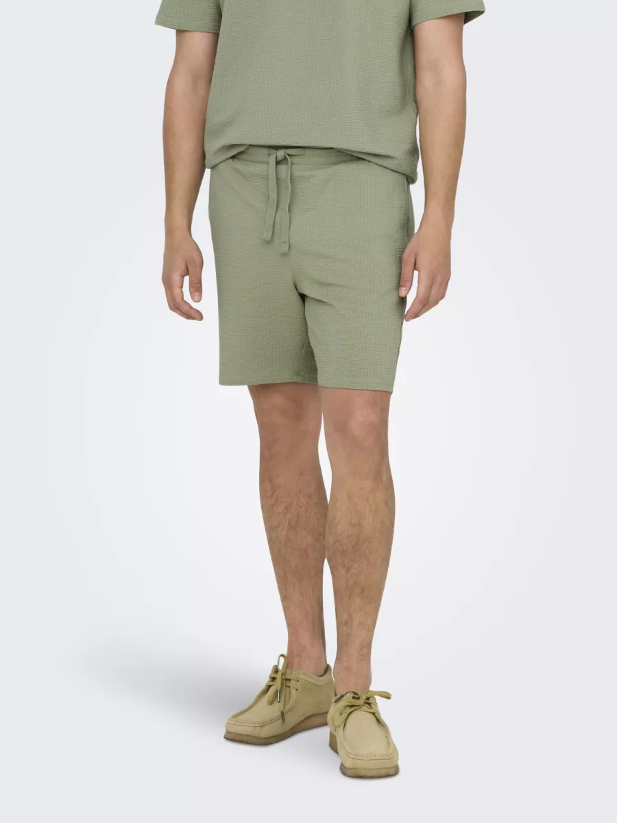 SONS-ONSKIAN LIFE REG SEERSUCKER SHORTS-22029752-Seagrass-GRASGROEN