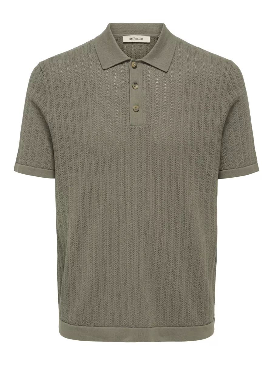 SONS-ONSMOON REG 12 SS POLO KNIT NOOS-22032760-Bungee cord-BRUIN