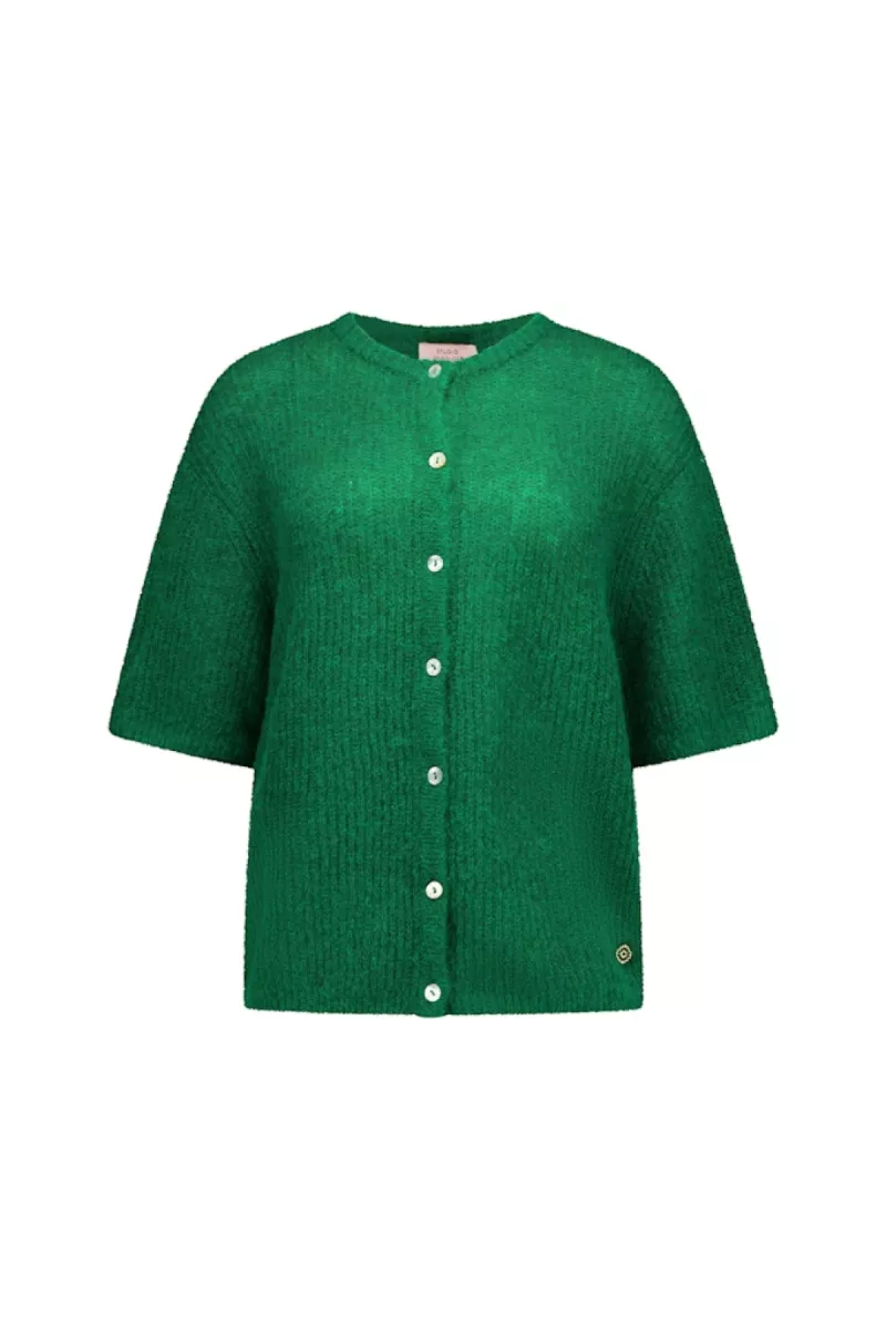 STUDIO ANNELOES-Bibi sl cardigan-13811-7200 Grass green-GRASGROEN