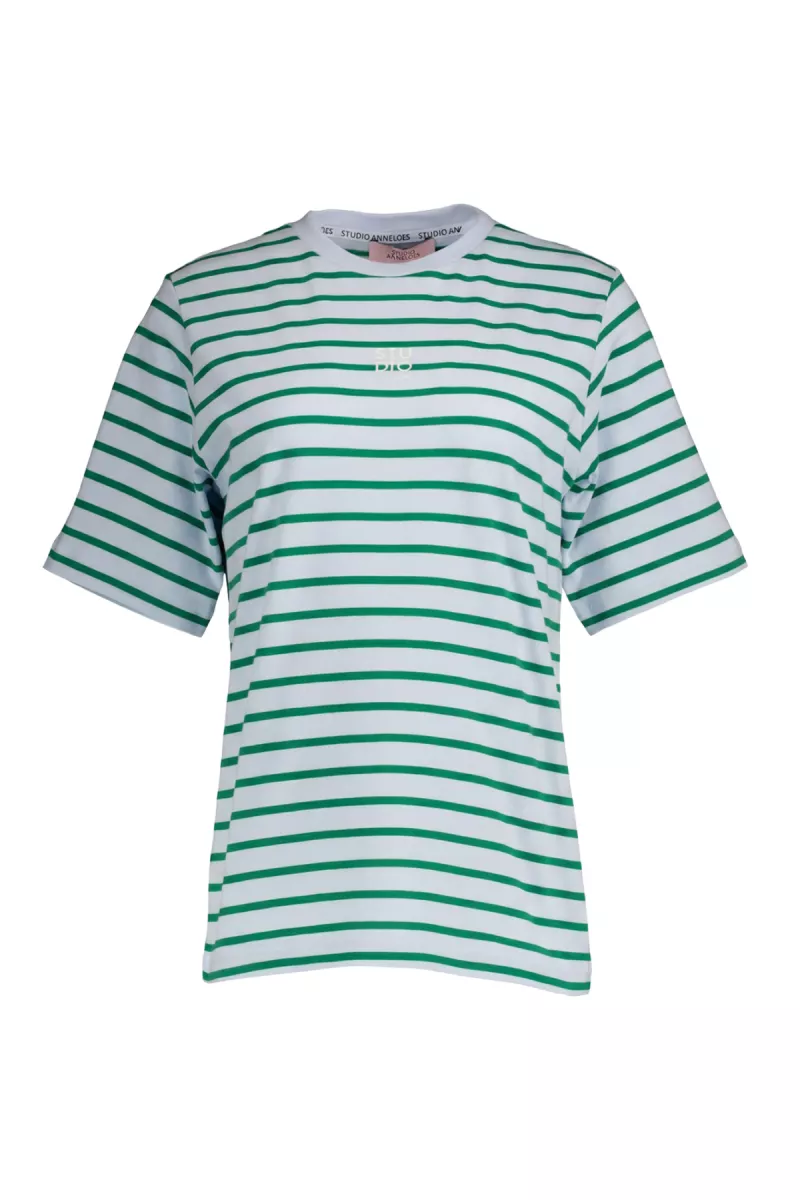 STUDIO ANNELOES-Stripe studio floor t-shirt-13778-6672 Light blue/grass green-LICHT BLAUW