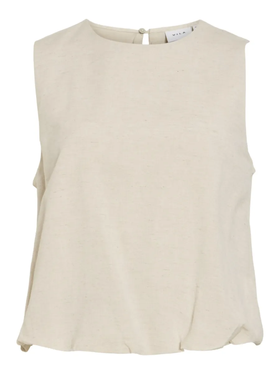 VILA-VIPRISILLA O-NECK S/L BALLOON TOP/V-14113568-Super Light Natural Melange-NATUREL