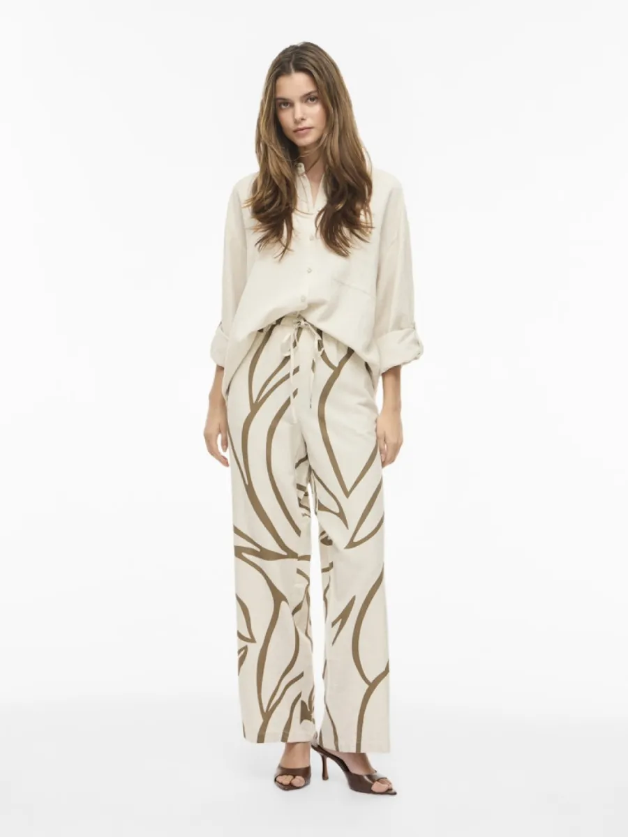 VILA-VIPRISILLA RW WIDE PANTS - NOOS-14104793-Cub Aop Flower-ZAND