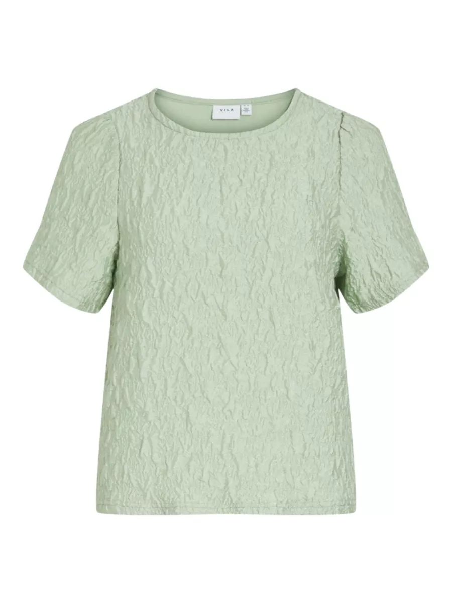 VILA-VISOPHIA O-NECK S/S TOP/R-14113417-Smoke Green-GROEN