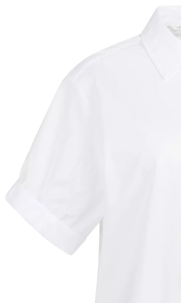 YAYA-Blouse met omgeslagen mouwen; Cotton-01-201207-603-00000-OFF WHITE