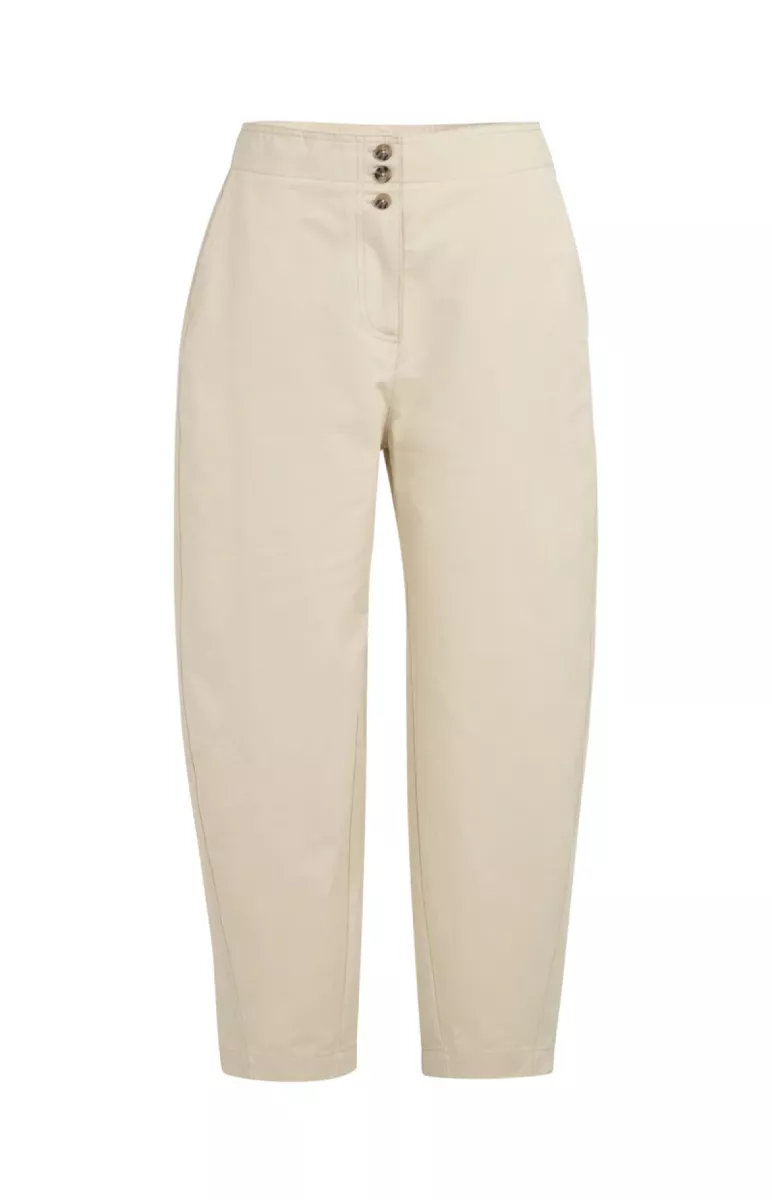 YAYA-High waist barrel leg trousers; Cotton; 99072-01-301250-604-99072-CREME