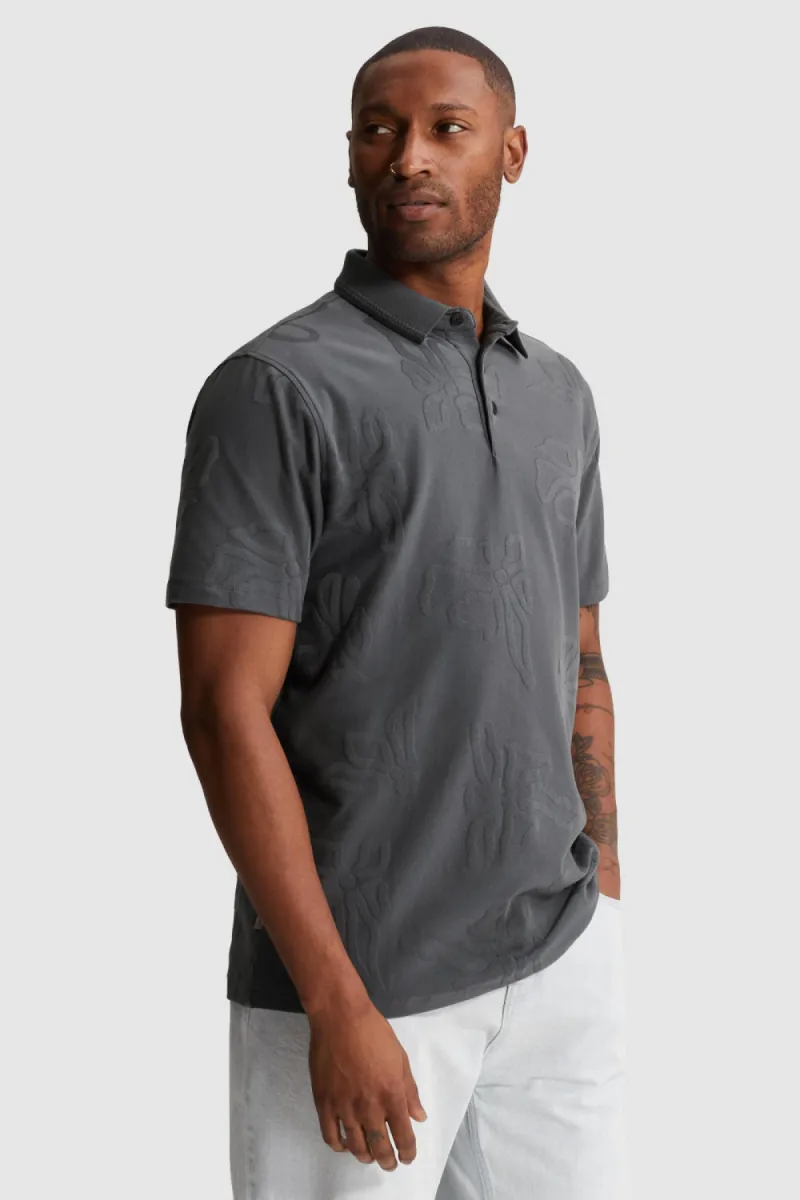 CAST IRON-Short sleeve polo regular fit jacquard jersey-CPSS2605897-9117 Turbulence-GRIJS