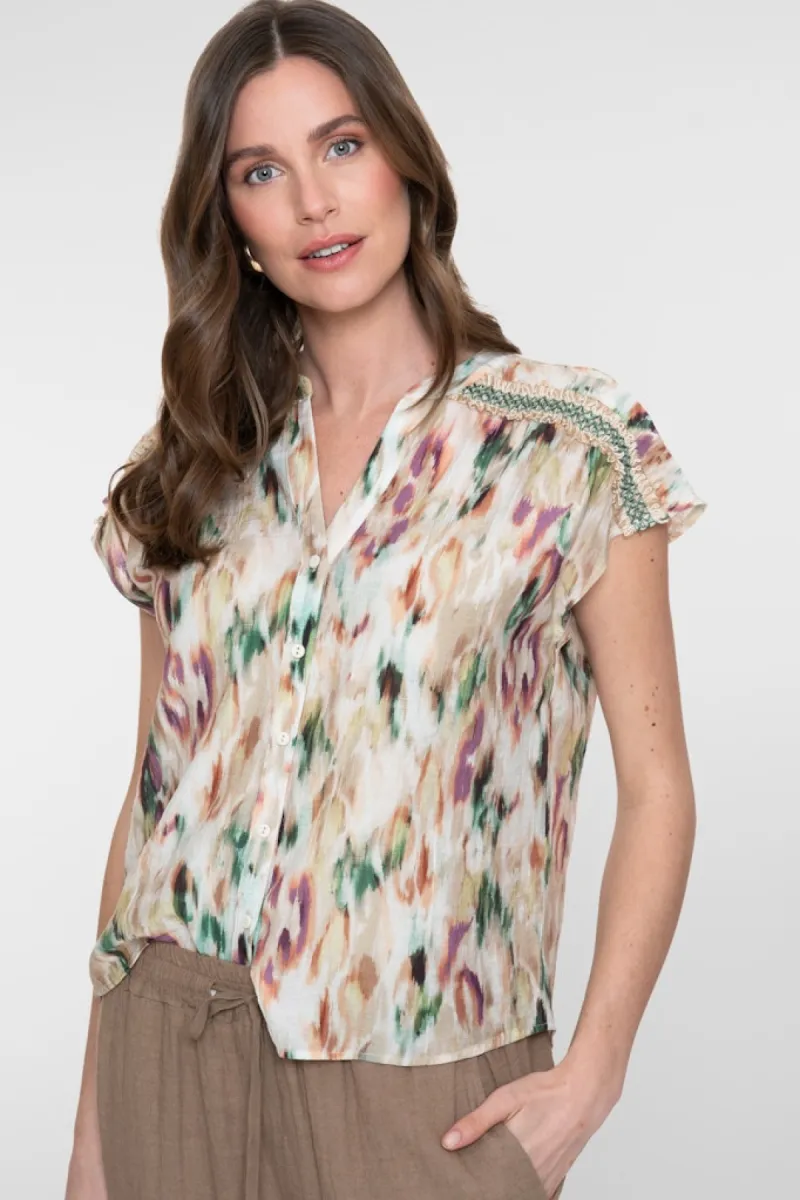 GEISHA-Blouse-63457-20-602 Aqua/sand-AQUA