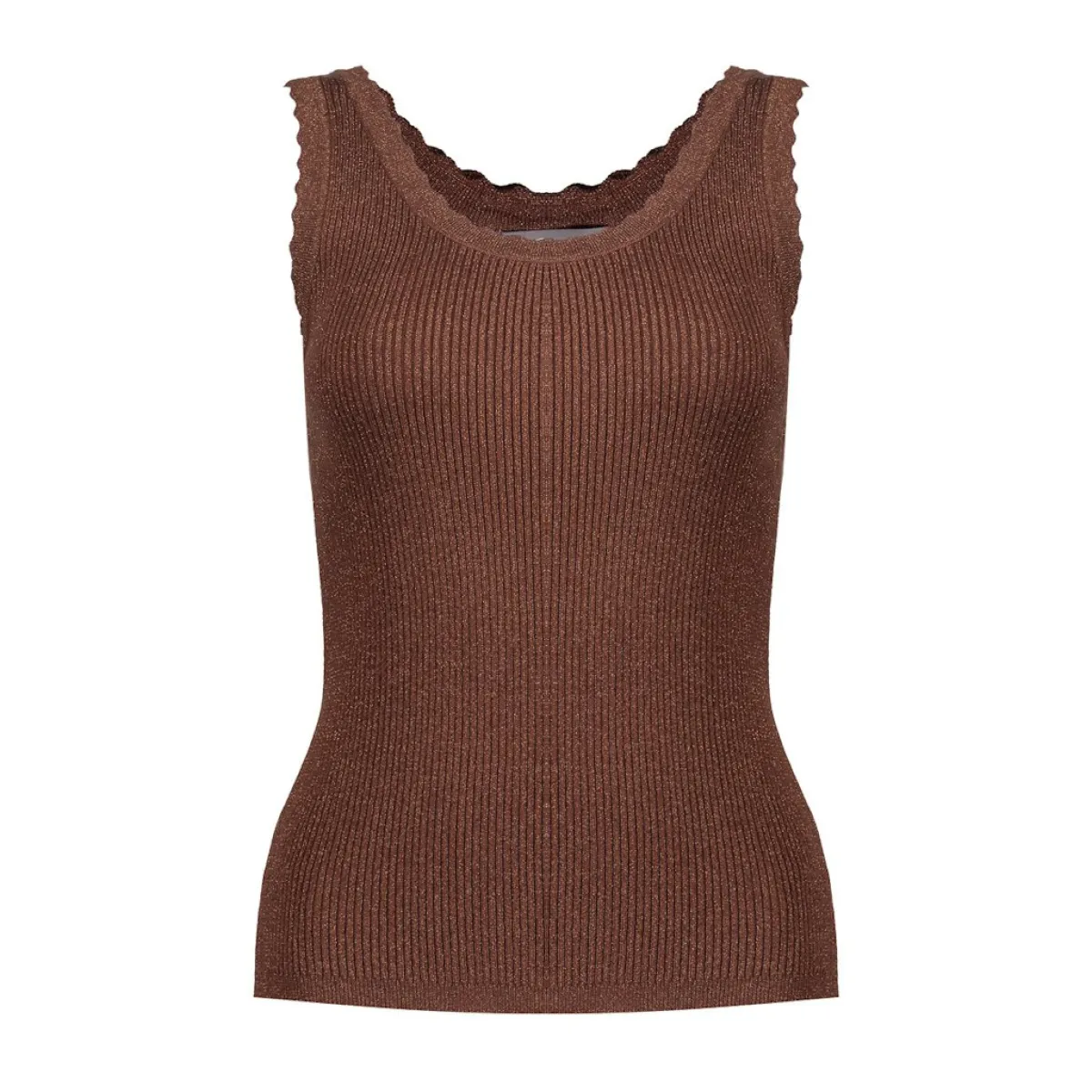GEISHA-Singlet lurex-64393-14-785 Dark brown-DONKER BRUIN