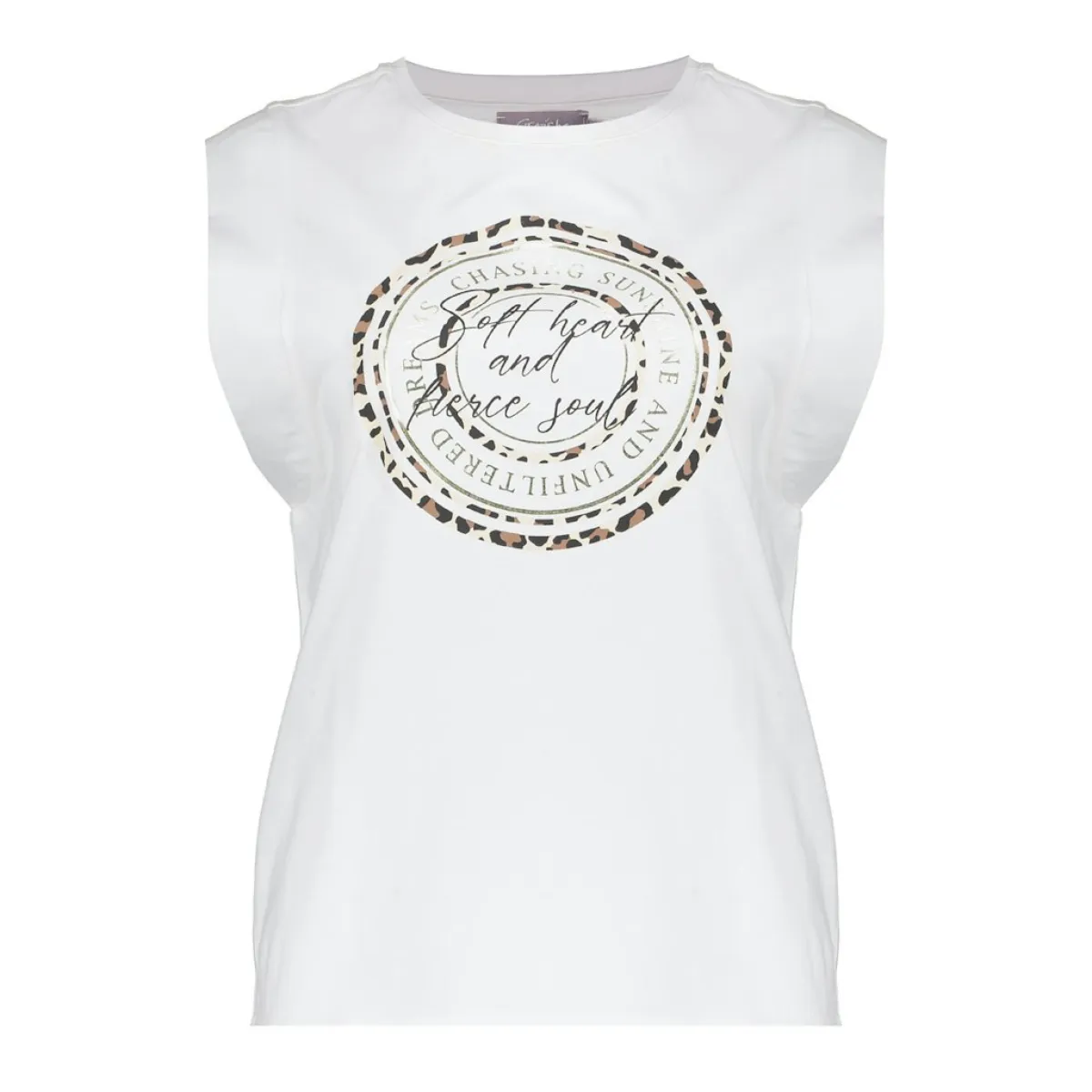 GEISHA-T-shirt soft heart-62383-41-10 Off-white/bla-OFF WHITE