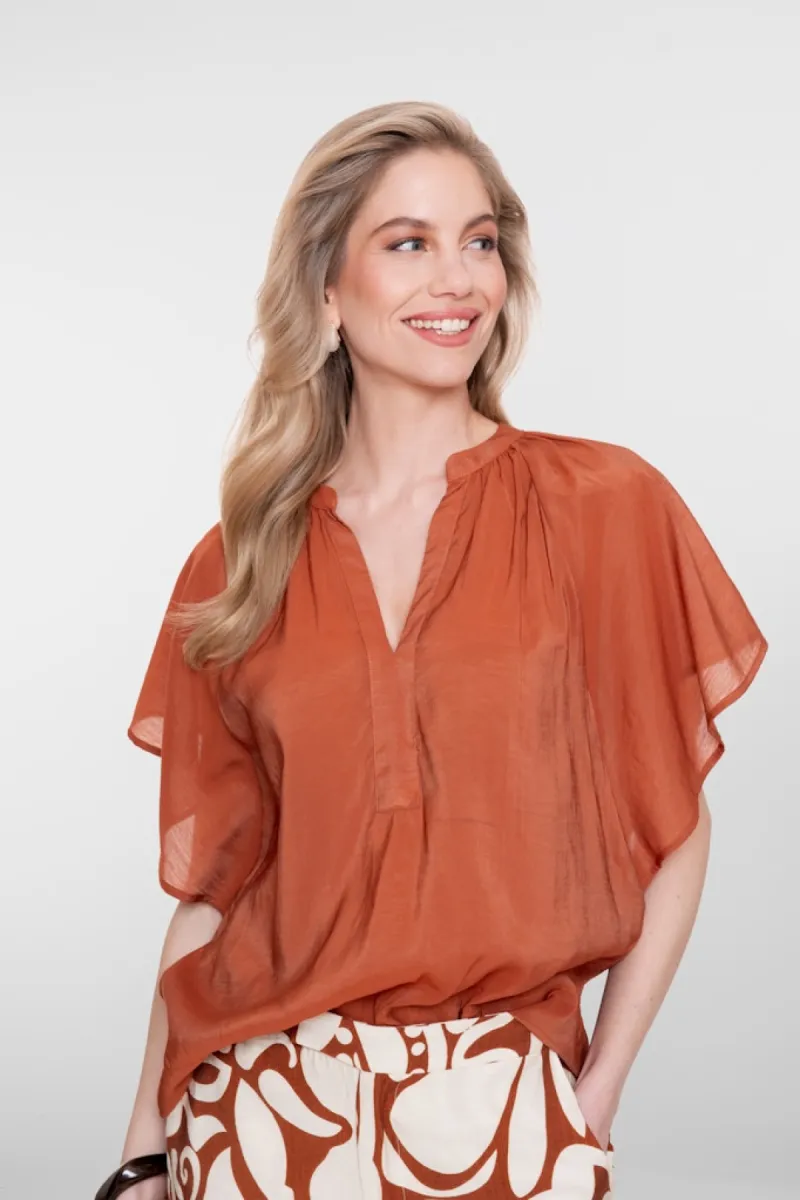 GEISHA-Top bat sleeve-63345-45-202 Ginger-CREME
