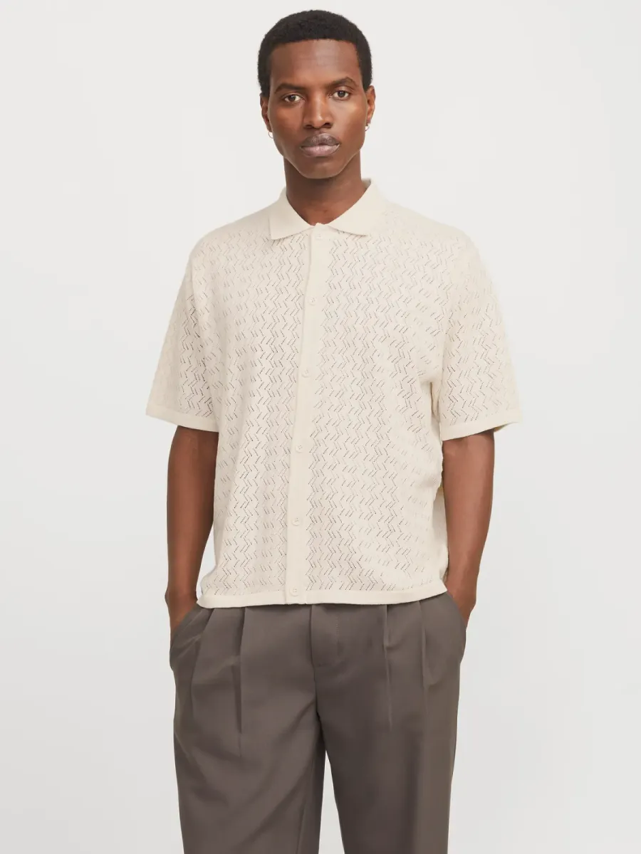 JACK & JONES-JORTYLER KNIT SS POLO SN-12272863-Sea salt-OFF WHITE