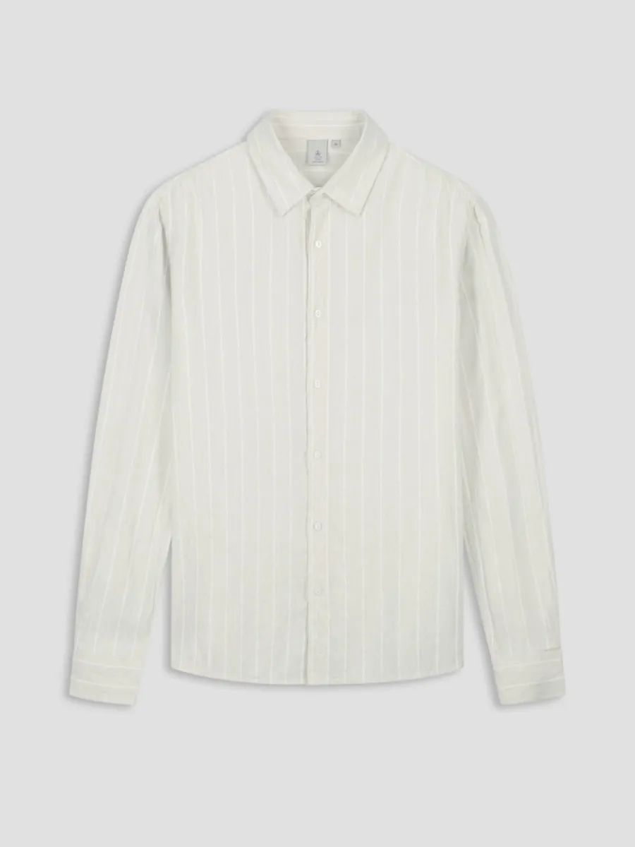 Law of the Sea-Serene striped dobby shirt-10372-901 Coconut milk-OFF WHITE