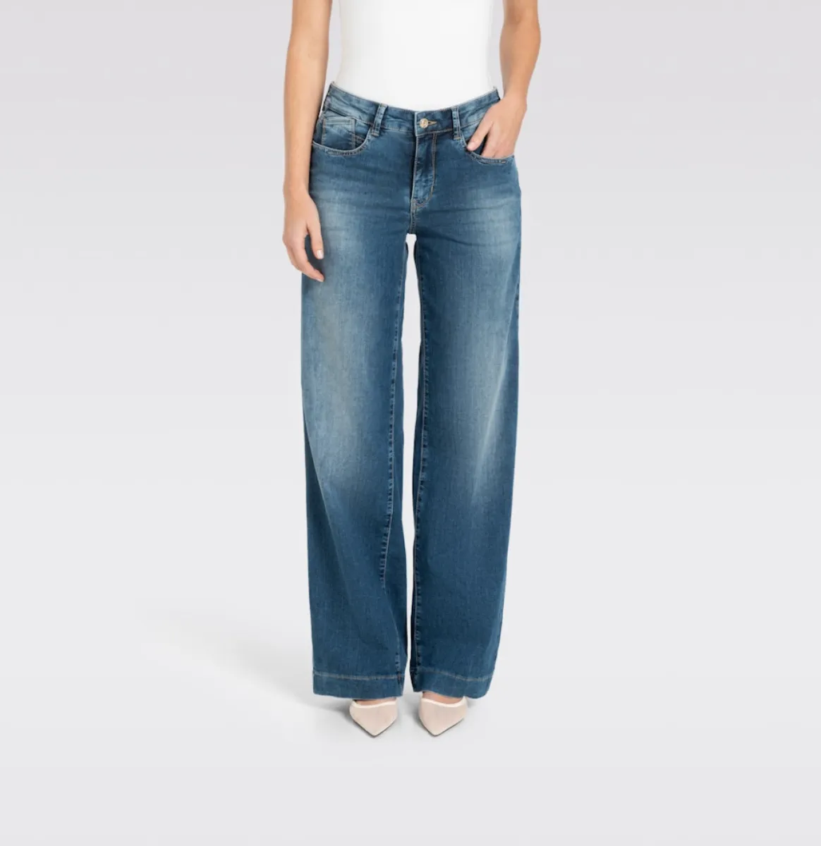 MAC-RICH PALAZZO; 4; D585; Trousers MAC Ladies-0391L523390-D585 Navy heavy wash-NAVY