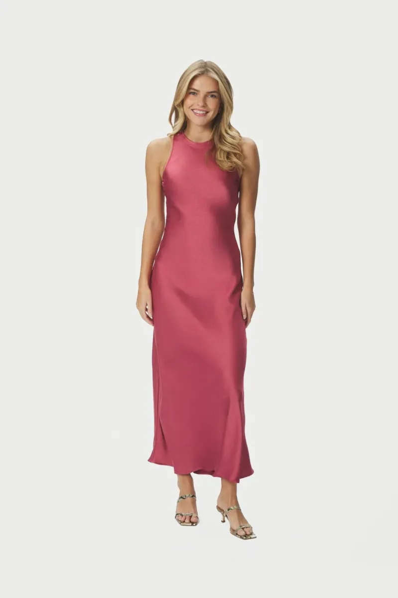 Neo Noir-Celinie Heavy Sateen Dress-165621-430 Cherry Pink-PINK