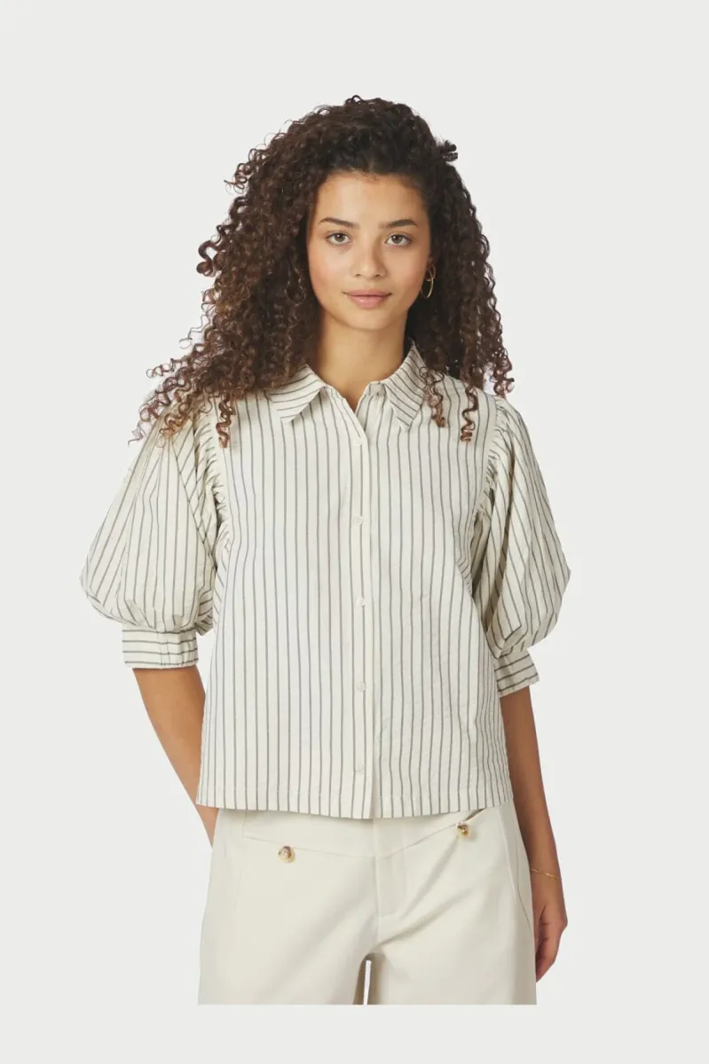 Neo Noir-Etta Slim Stripe Shirt-168663-121 Off White-OFF WHITE