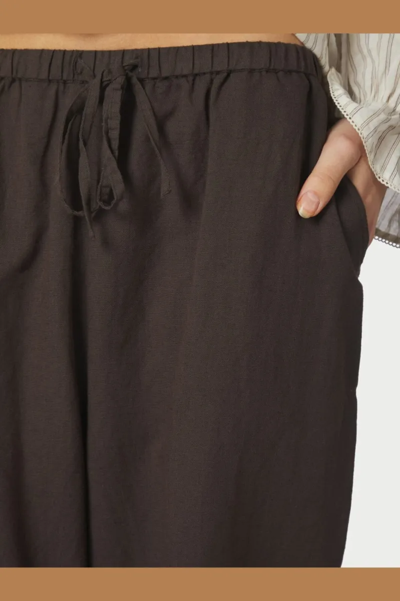 Neo Noir-Heifa Linen Pants-167698-676 Dark Brown-DONKER BRUIN