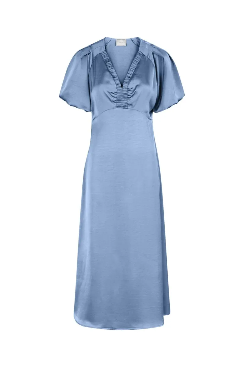 Neo Noir-Illana Heavy Sateen Dress-162521-407 Smoke Blue-BLUE