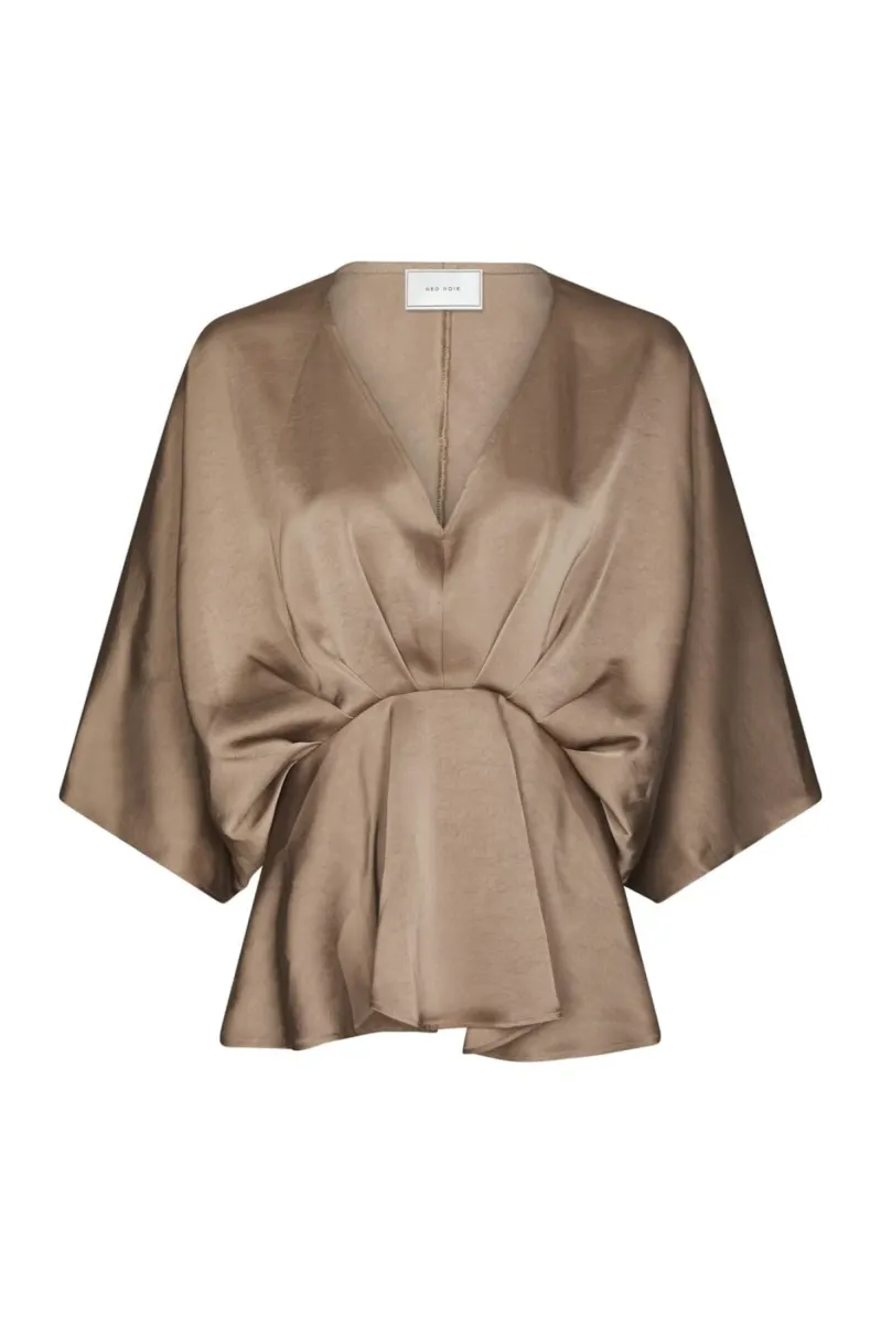 Neo Noir-Rivina Heavy Sateen Blouse-168095-811 Dark Taupe-TAUPE