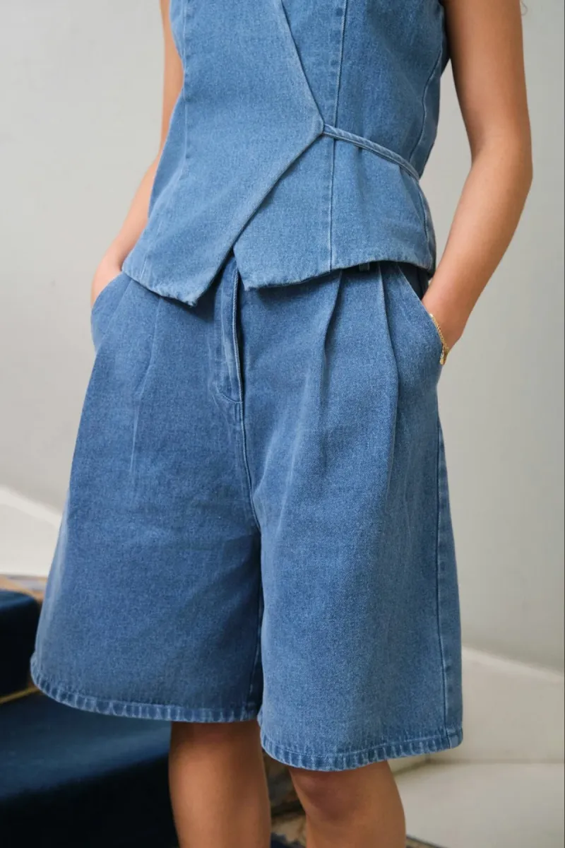 Neo Noir-Rosel Denim Shorts-168984-140 Blue-DENIM