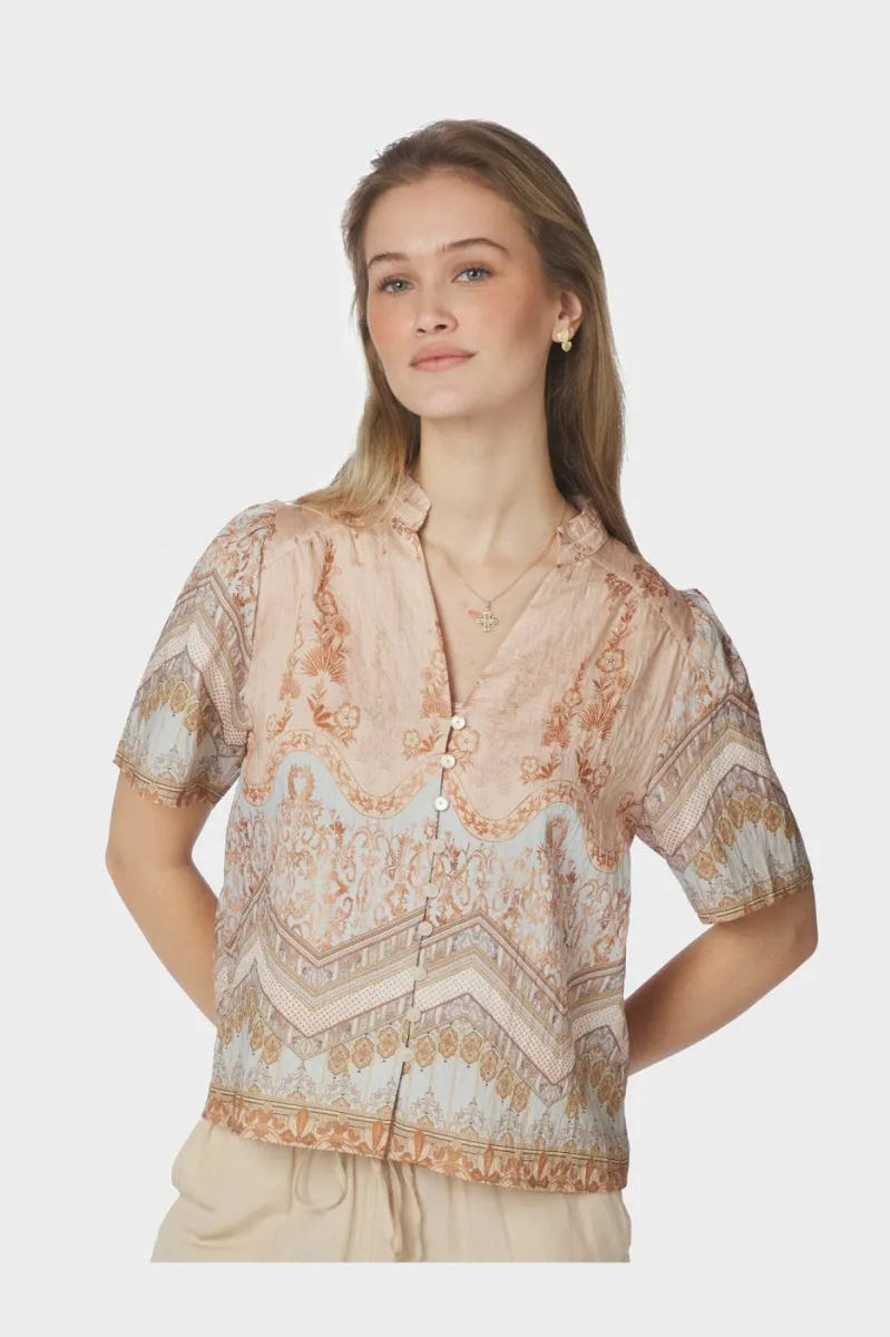 Neo Noir-Torana Flower Border Blouse-169345-618 Flower Peach-PERZIK