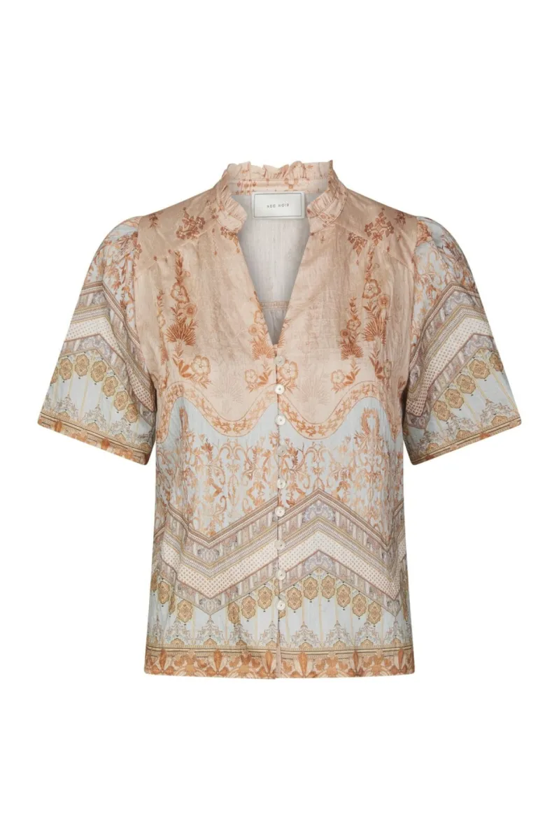 Neo Noir-Torana Flower Border Blouse-169345-618 Flower Peach-PERZIK