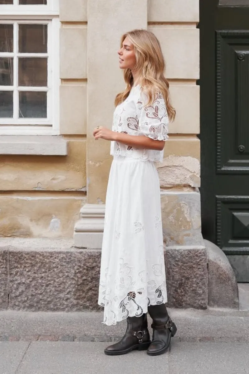 Neo Noir-Yara Long Emb Skirt-168438-120 White-WIT