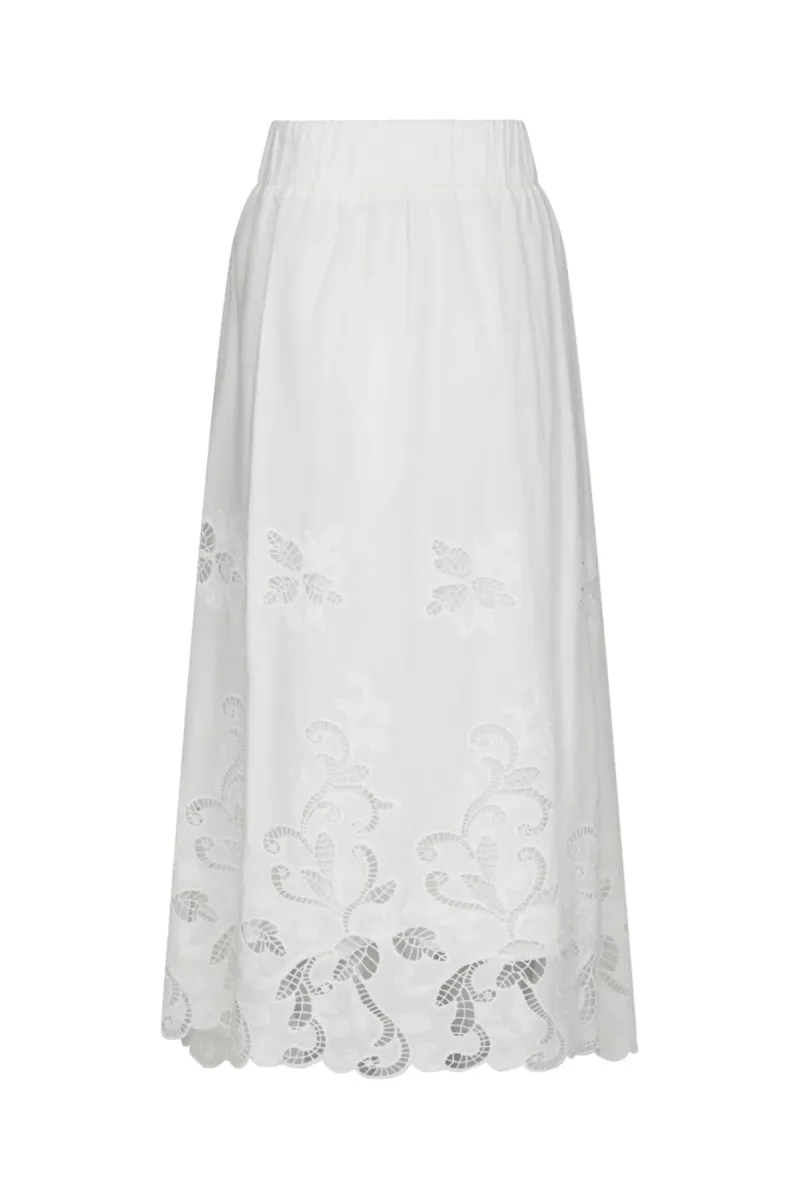 Neo Noir-Yara Long Emb Skirt-168438-120 White-WIT