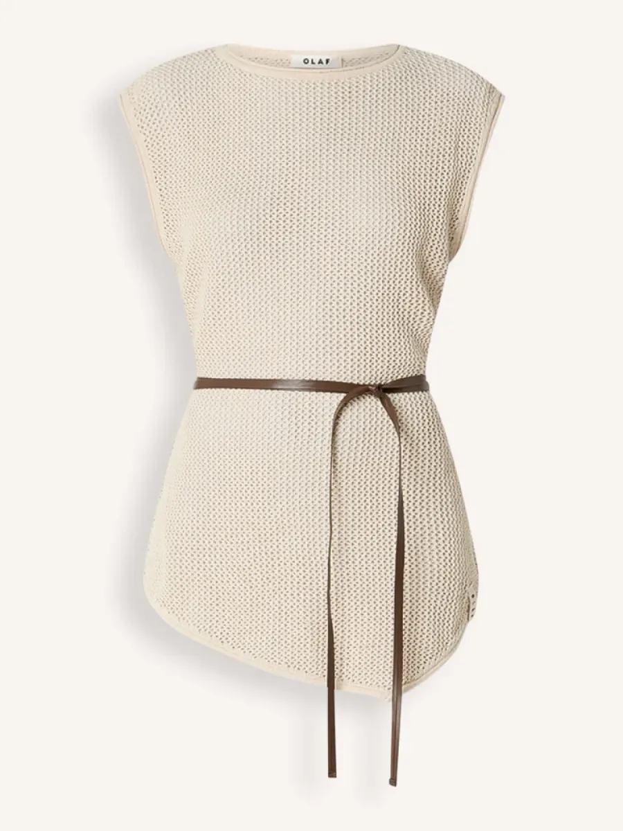 Olaf-Linen open knit top-W250701-Cement-GRIJS