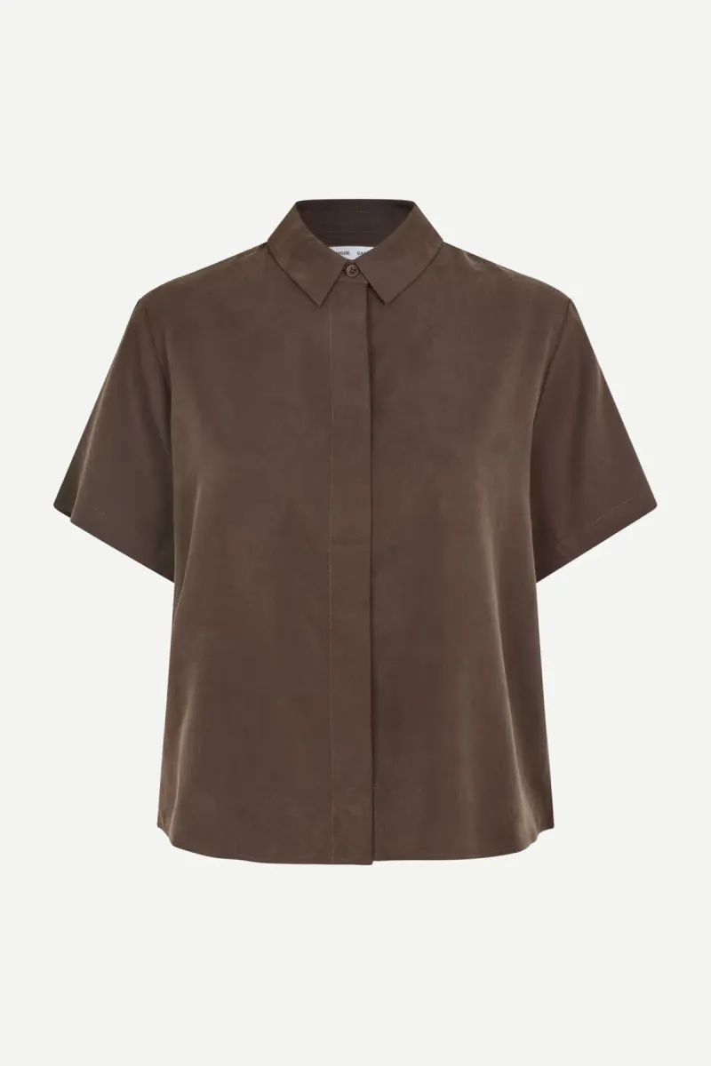Samsoe Samsoe-Mina ss shirt 14028-F21200143-190910TCX Mulch-BRUIN