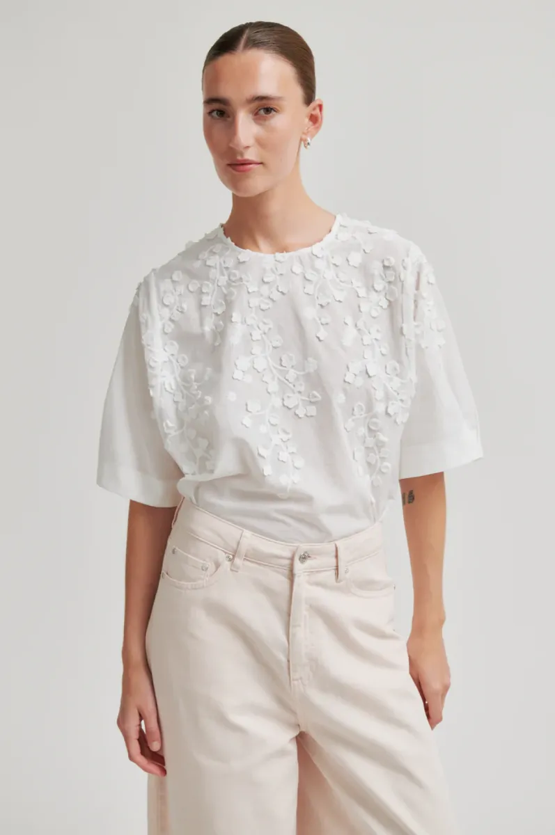 Second Female-Blouse KM-Farrow Blouse-1001 White-WIT