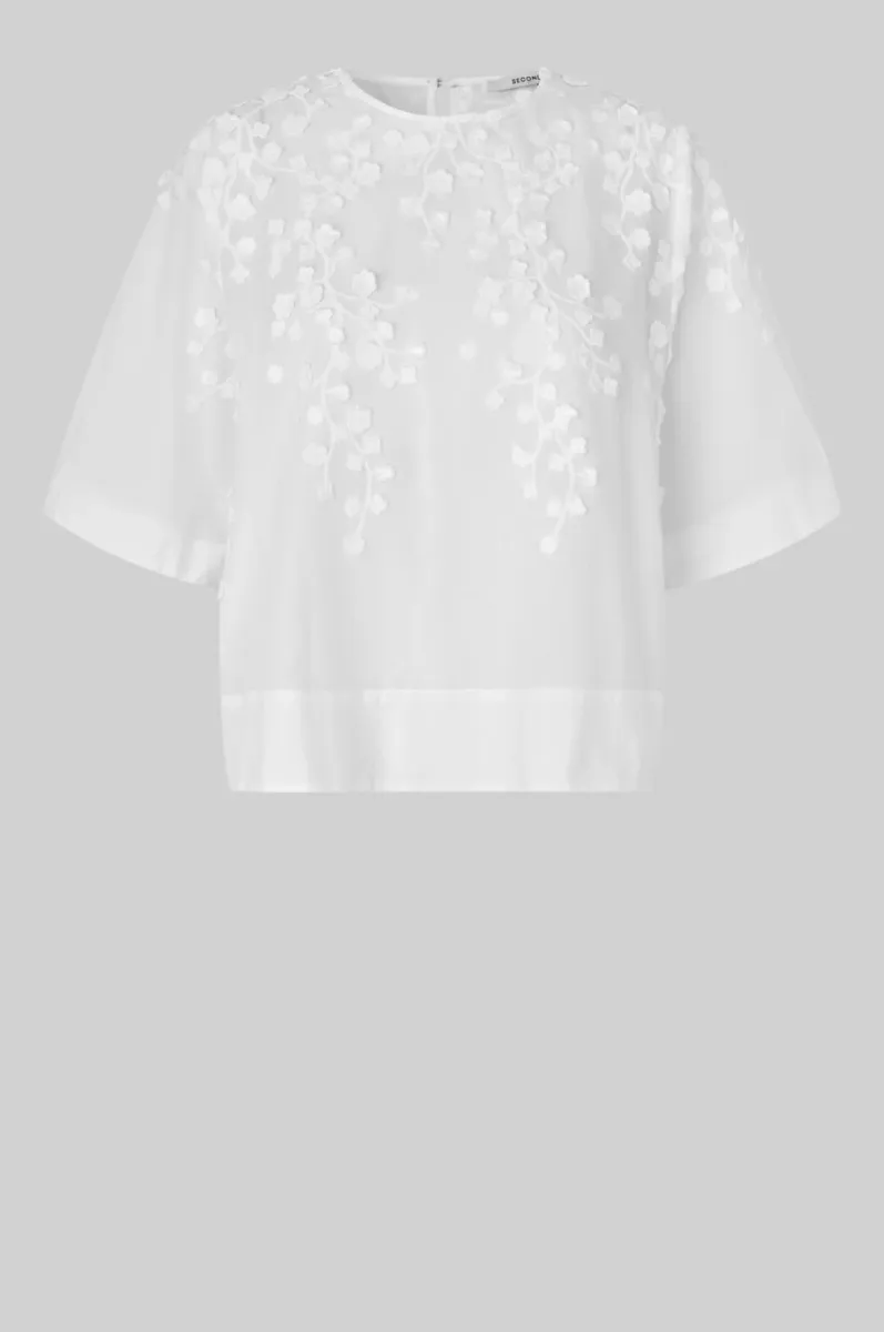Second Female-Blouse KM-Farrow Blouse-1001 White-WIT