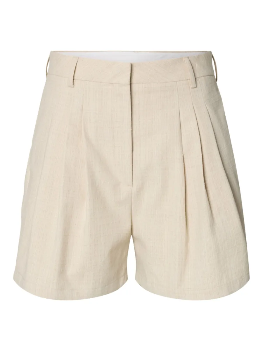 Selected Femme-SLFDIMA HW SHORTS-16101397-White Pepper-CREME