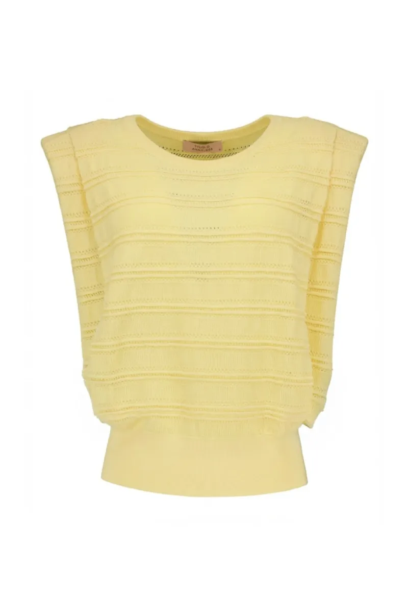 STUDIO ANNELOES-Leona knitted top-13921-2100 Butter yellow-GEEL