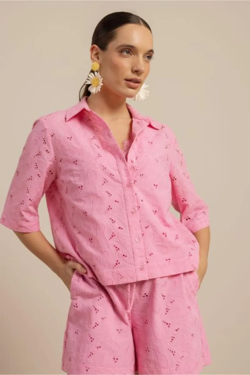 STUDIO ANNELOES-Nyra broderie blouse-13870-4400 Pop pink-ROSE