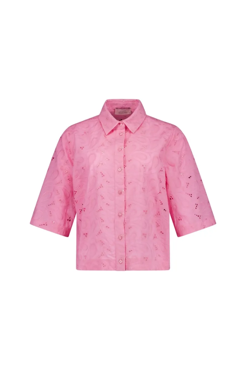STUDIO ANNELOES-Nyra broderie blouse-13870-4400 Pop pink-ROSE