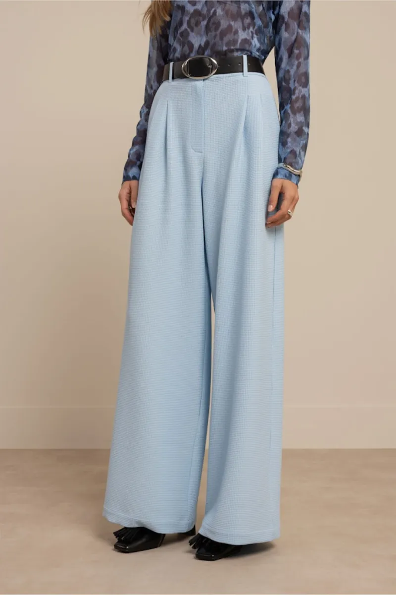 STUDIO ANNELOES-Skye waffle trousers-13588-7000 Pastel blue-BLAUW