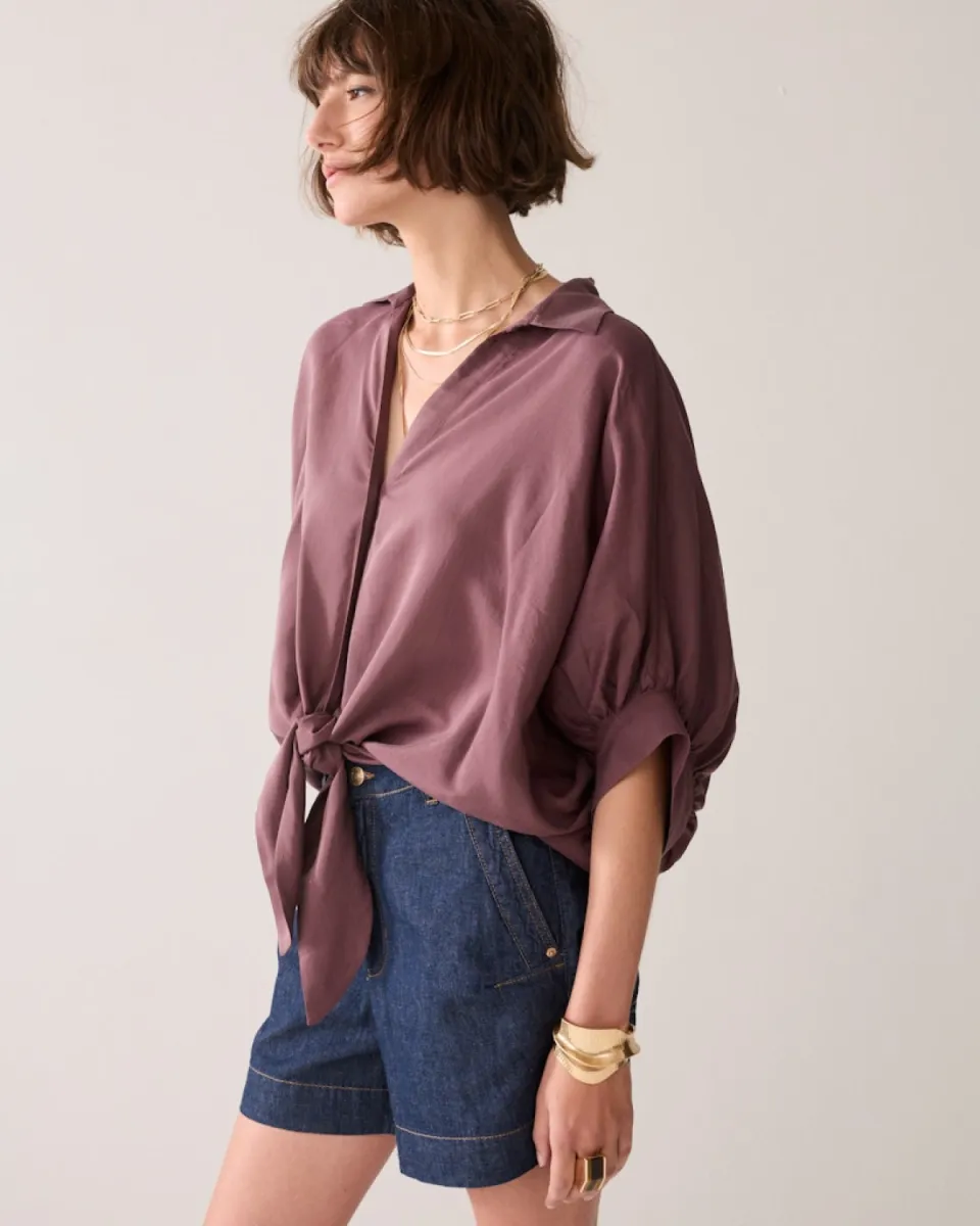 Summum-Blouse batsleeves viscose cotton-2s3493-12370-334 Deep fig-PAARS