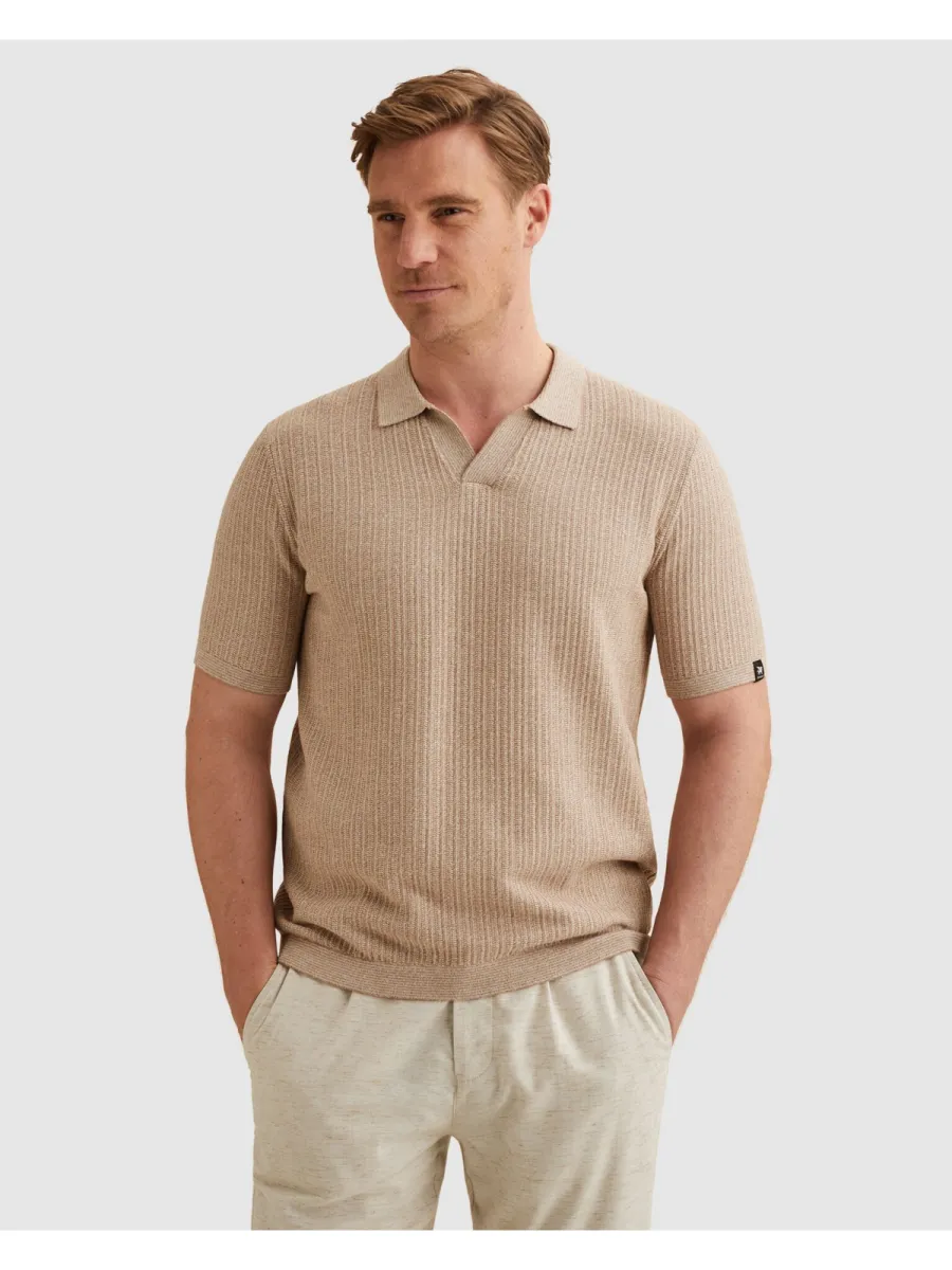 Vanguard-Short sleeve polo cotton linen ble-VPSS2604860-8202 Burlwood-BRUIN