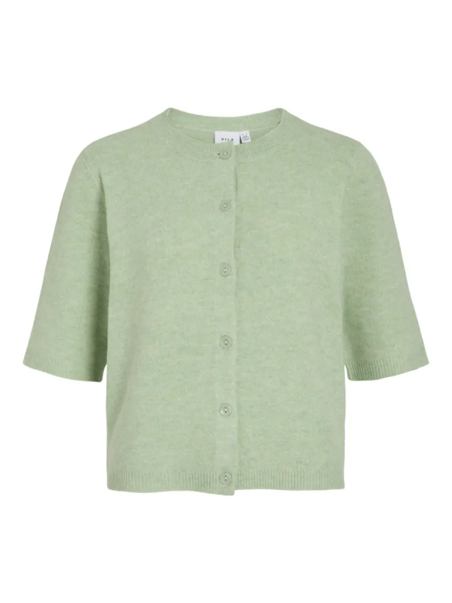 VILA-VILIGA 2/4 O-NECK KNIT CARDIGAN - N-14113226-Smoke Green-GROEN