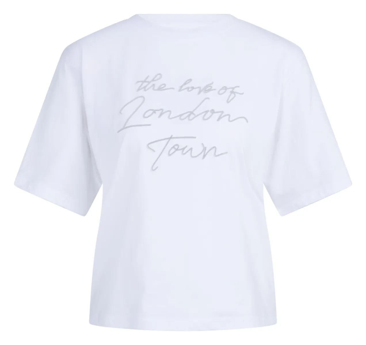 YAYA-T-shirt met flockprint; Cotton; 442031-01-719081-602-442031-WIT COMBINATIES