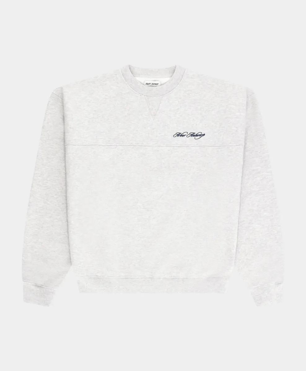 arbor-antwerp-cursive-crewneck-melange-grijs-1 Arbor antwerp--Cursive crewneck melange--GRIJS