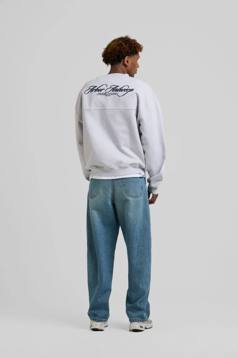 arbor-antwerp-cursive-crewneck-melange-grijs-2 Arbor antwerp--Cursive crewneck melange--GRIJS