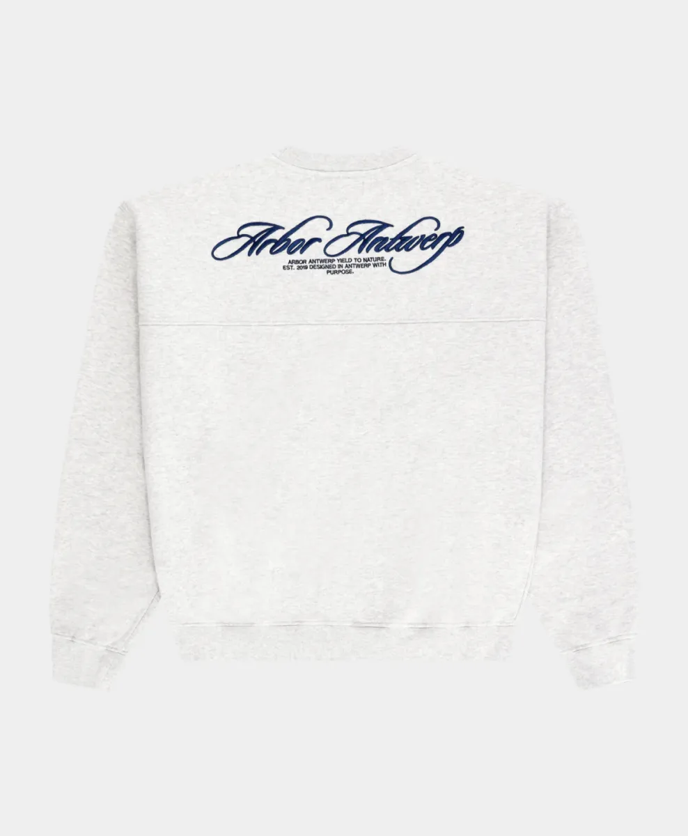 Arbor antwerp--Cursive crewneck melange--GRIJS