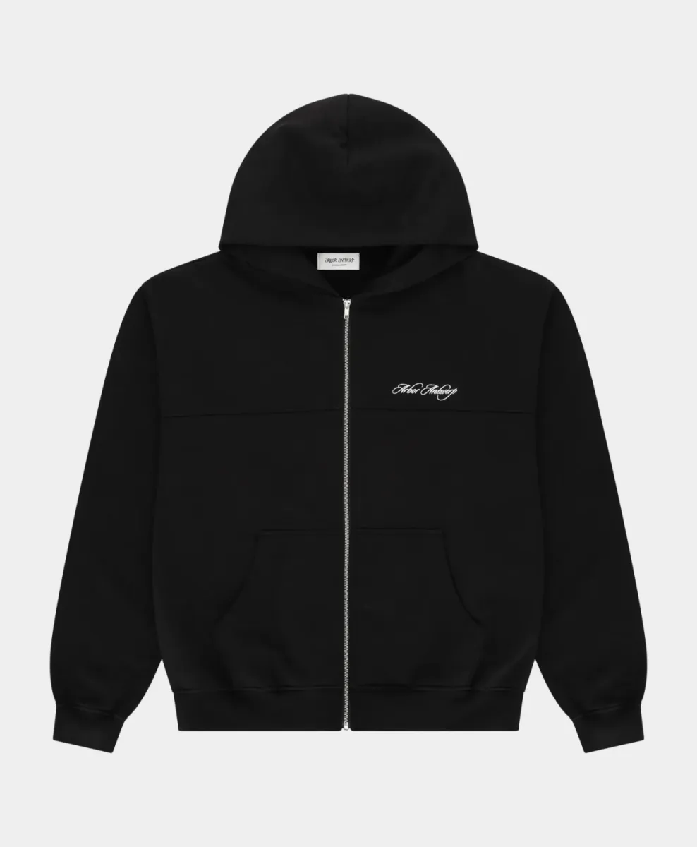 arbor-antwerp-cursive-zipper-hoodie-black-zwart-1 Arbor antwerp--Cursive zipper hoodie black--ZWART