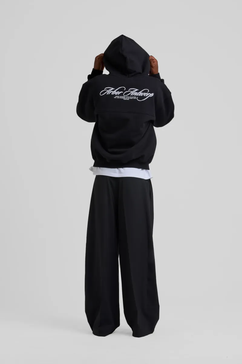 arbor-antwerp-cursive-zipper-hoodie-black-zwart-2 Arbor antwerp--Cursive zipper hoodie black--ZWART