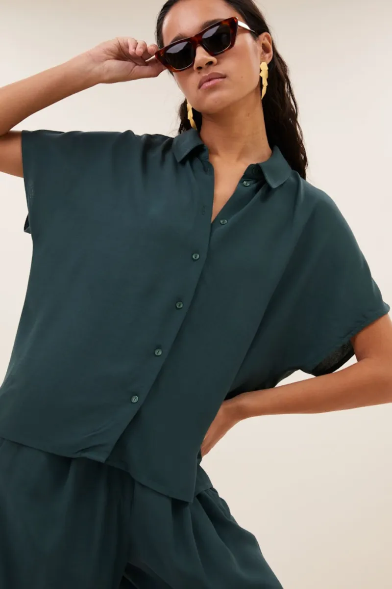 By-bar-Barley Viscose Blouse-26412045-475 Dried Basil-GROEN