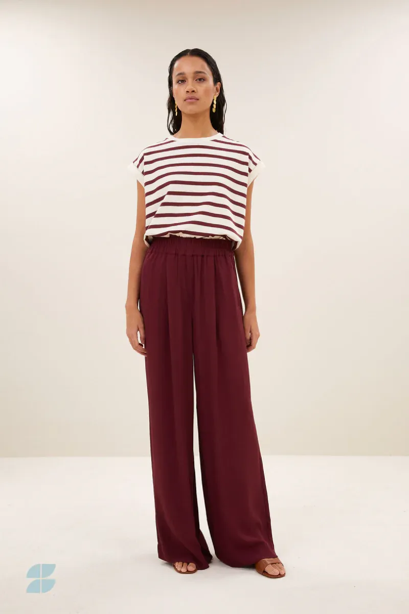 By-bar-Benji Viscose Pant-26418013-325 Wine-DONKER ROOD