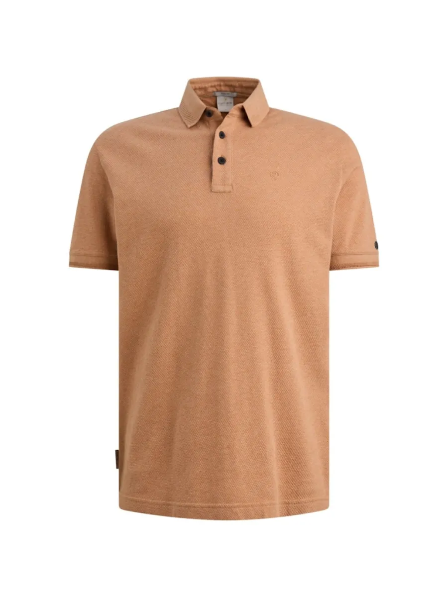 CAST IRON-Short sleeve polo slim fit popcorn-CPSS2606864-8136 Sunburn-ROOD
