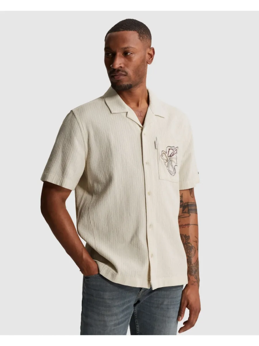 CAST IRON-Short Sleeve Shirt Yarn dye struct-CSIS2605280-7041 Rock-STONE